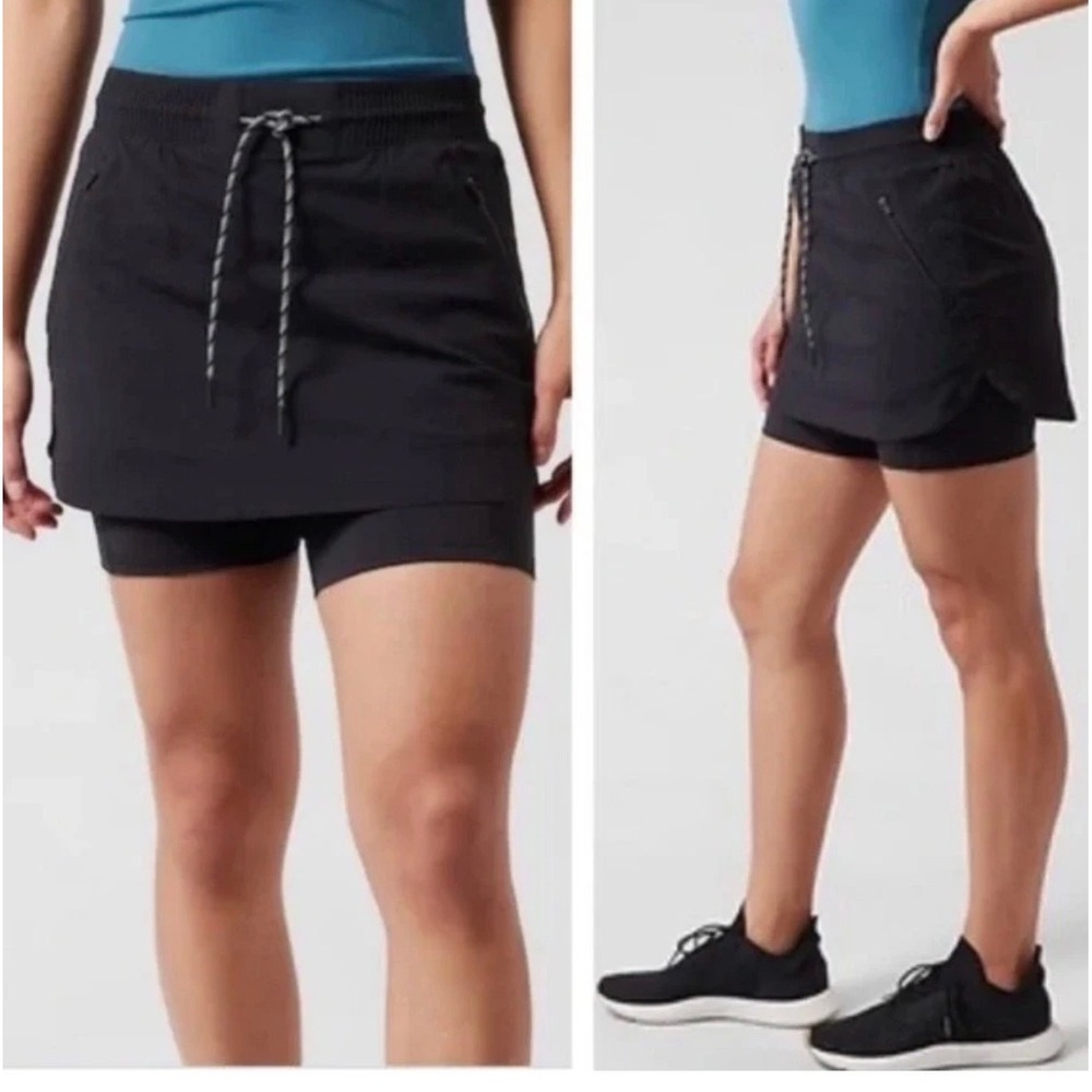 Athleta Trekkie Skort Women 8 Black Excellent Hiking Athletic Gorpcore Skirt